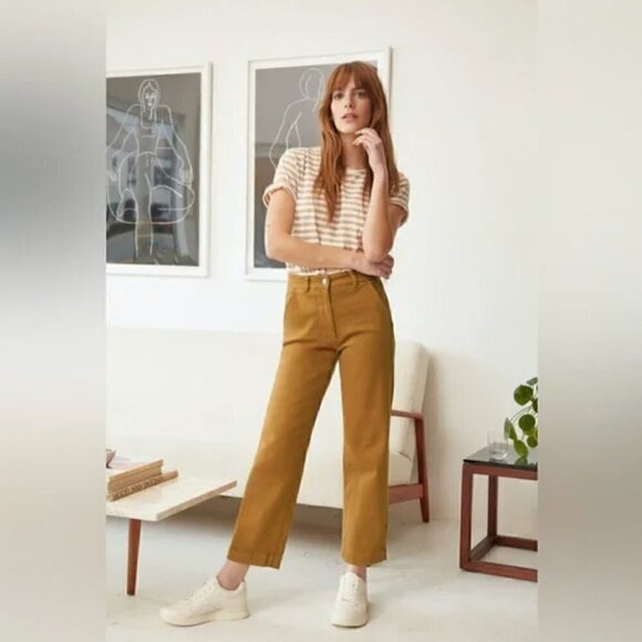 Everlane Pants 0 Denim Straight Leg Cropped Jean Golden Brown Neutral Minimalist - Picture 14 of 15